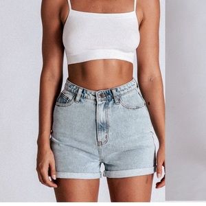 Meshki Verona 
Turn Up Hem Shorts - Light Blue